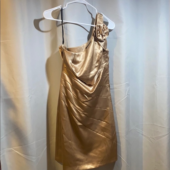 Gold One Shoulder Dress- Size 5 - Picture 1 of 6